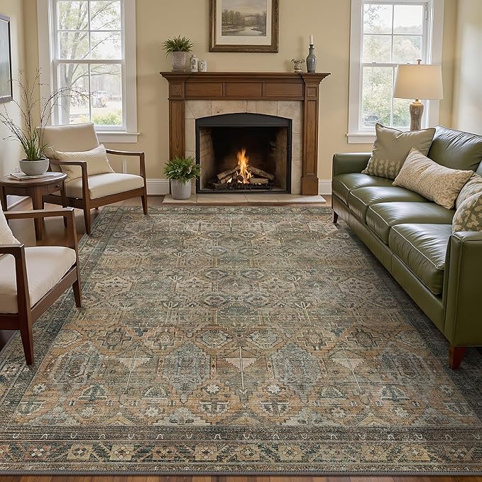 GENIMO 5x7 Area Rugs for Living Room, Machine Washable Non Slip Vintage Rugs - Image 2