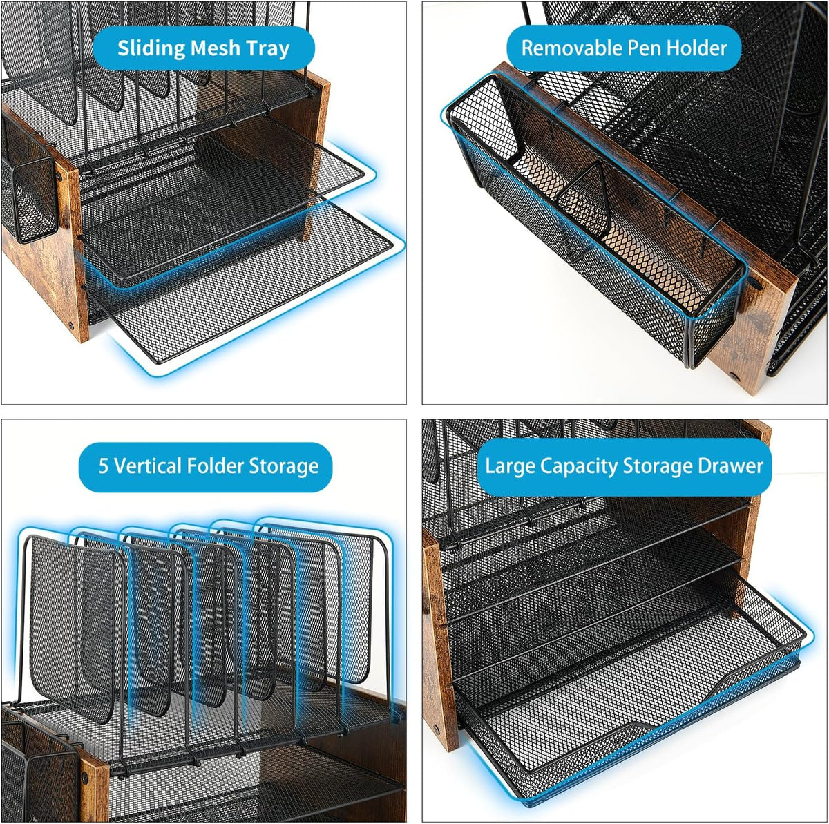 OPNICE Desk Organizer, 4-Tier Desktop File Organizer with Drawer and Pen Hold...