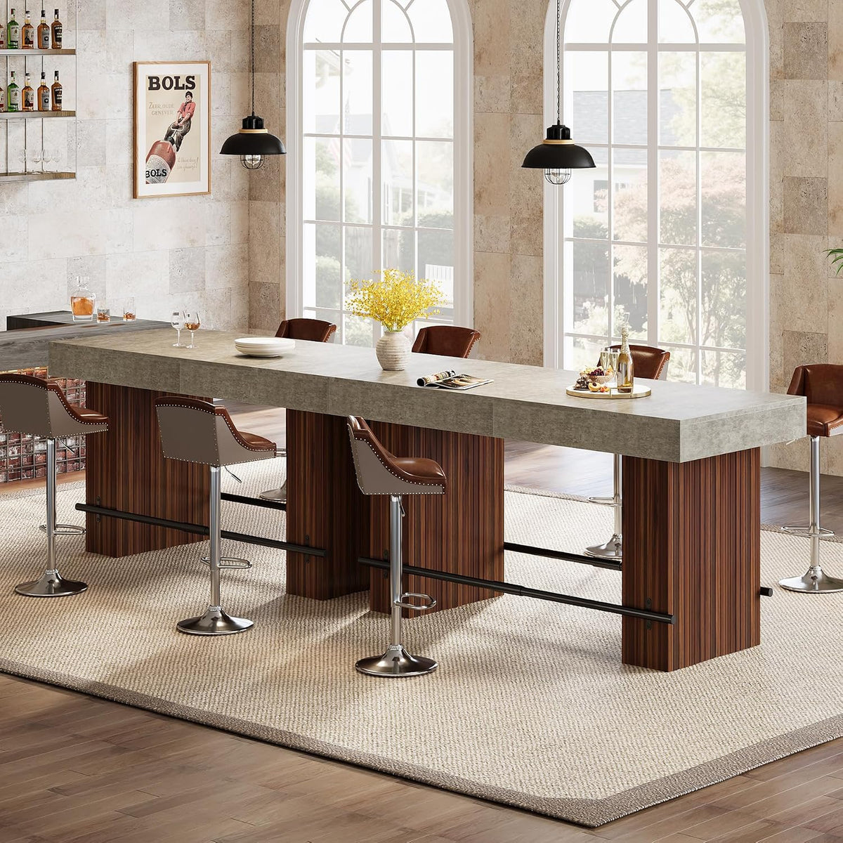Tribesigns 62.2 Inch Bar Table, Industrial Counter Height Pub Dining Table