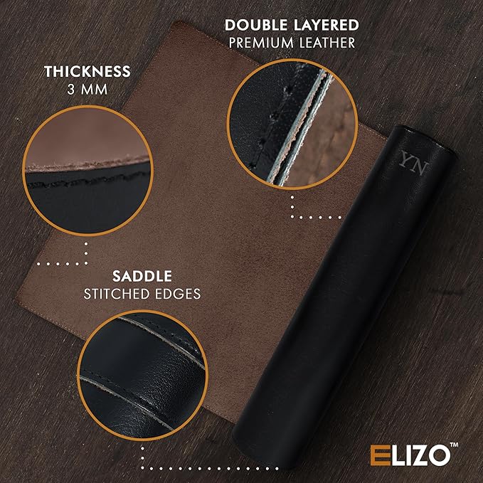 ELIZO Personalized Custom Desk Pad Set Real Leather Desk Mat Mouse Pad Unique - Image 4