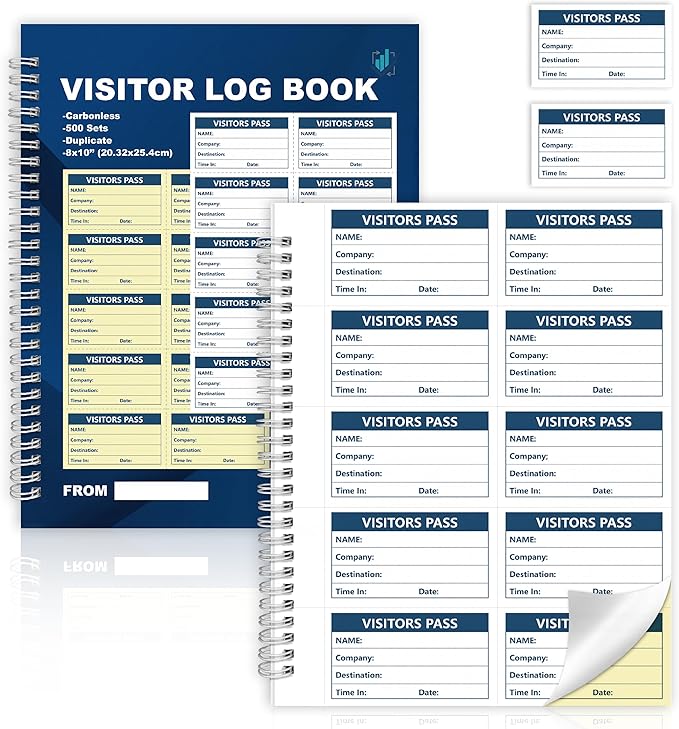 1 Pack of 500 Visitor Badges Registry Log by Unknown
