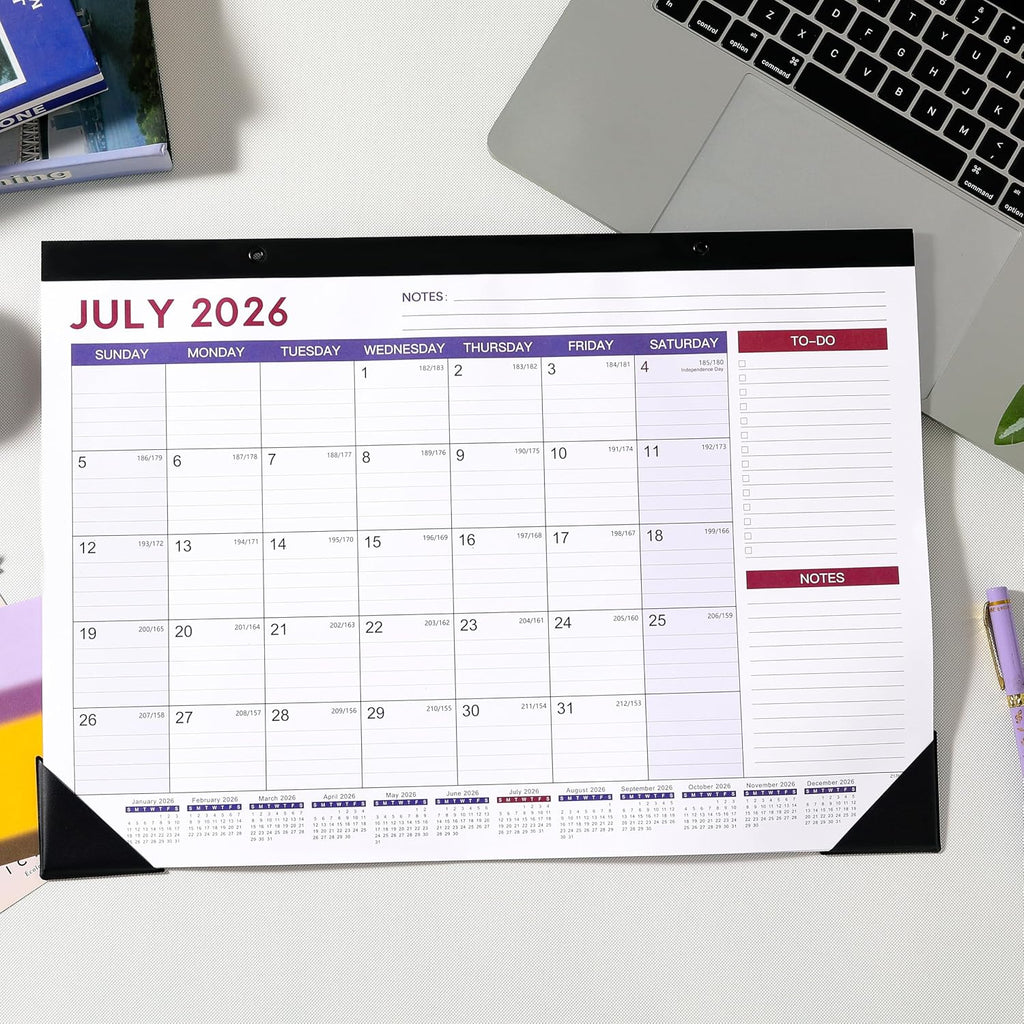 2027 Desk Calendar - July 2026 - December 2027, 17" x 12" Large Desk Calendar 2026-2027, 18 Months Desk Calendar, Desk Pad, Elegant Design