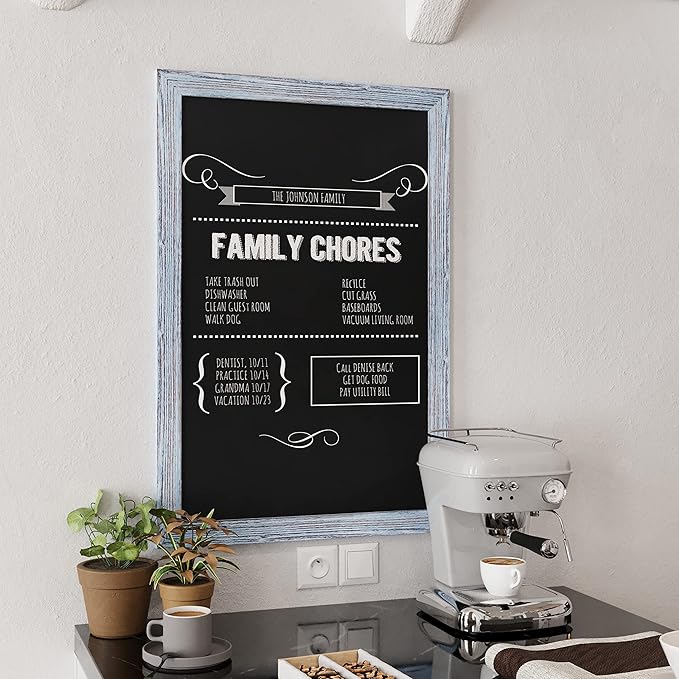 HBCY Creations Rustic Blue Wooden Magnetic Wall Chalkboard, Extra Large Size - Image 6