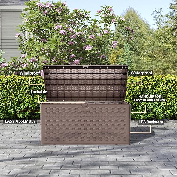 Yardgrace 80 Gallon Pro Resin Deck Box, Waterproof Outdoor Storage Bin - Image 4