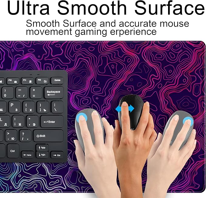 Blue Purple Desk Pad Topographic Map Desk Mat XXL Large Extended Gaming Mouse - Image 5