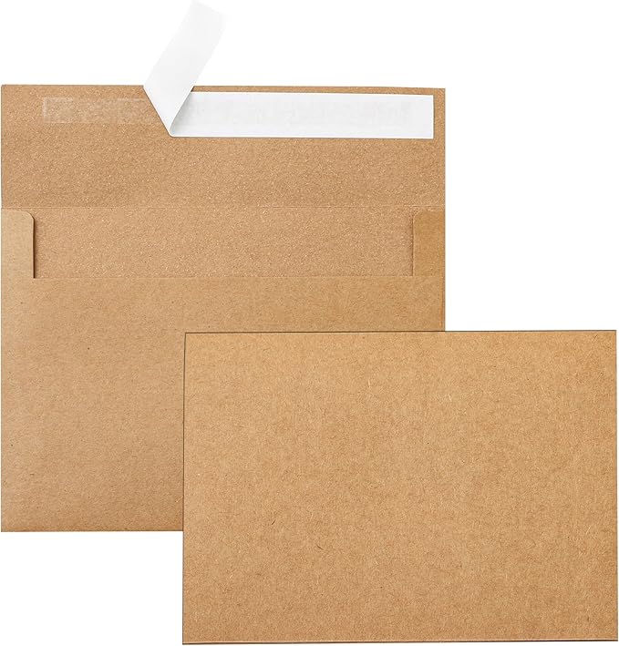 Silunkia Brown Blank Greeting Cards and Envelopes 5 x 7 Heavyweight Flat by Silunkia
