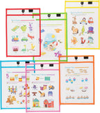 Magnetic Dry Erase Pockets by Two Point (6-Pack) - Portrait - Clear Dry Erase Pocket Sleeves, Job Shop Ticket Holders, Clear Paper Sleeves Protectors, Magnetic Pouch