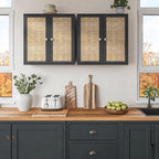 furnaza 48" w rattan wall cabinets for laundry showing dimensions