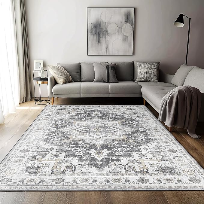 GENIMO 8x10 Area Rugs for Living Room, Machine Washable Vintage Non Slip Rugs - Image 2