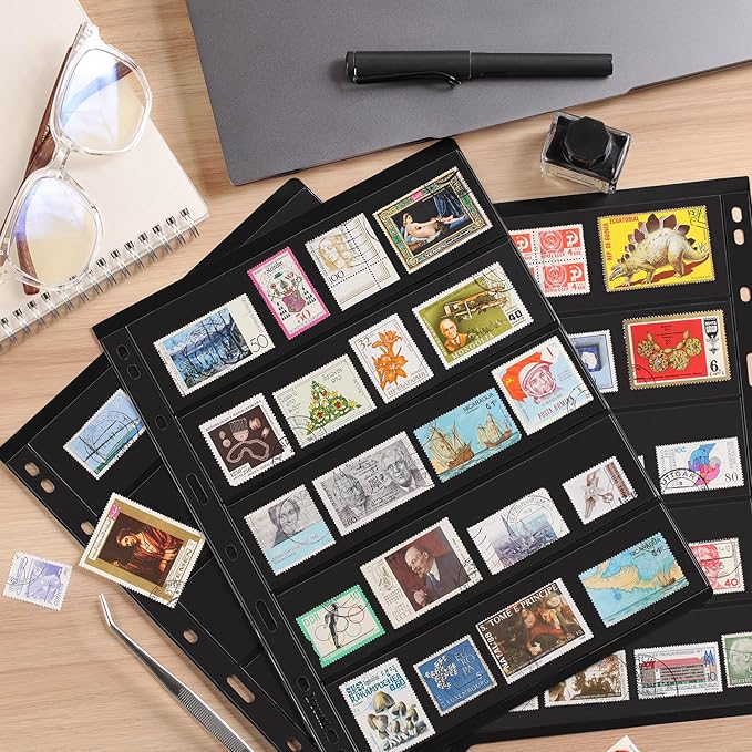 10 Sheets 20 Pages Postage Stamp Album Pages, 5 Pockets 7.7X 1.97in Stamp - Image 7