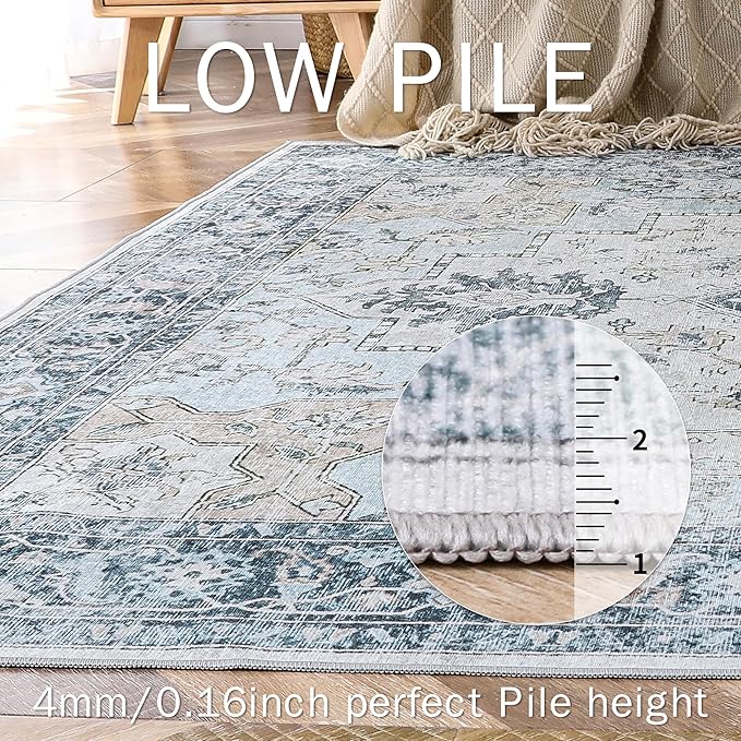 GENIMO Runner Rug 2'6"x12, Non Slip Vintage Hallway Runner Rugs, Low Pile - Image 4