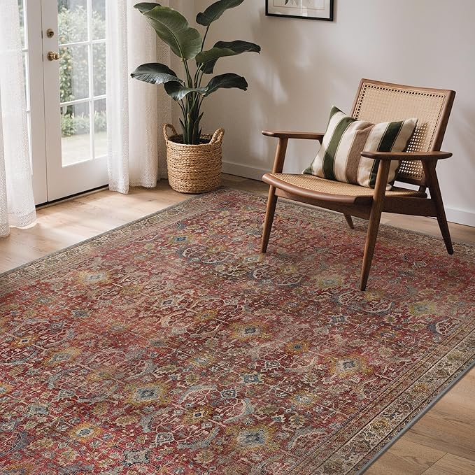 GENIMO 6x9 Area Rugs for Living Room, Machine Washable Non Slip Vintage Rugs by GENIMO