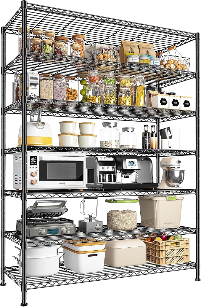 82.6H Metal Shelving Unit 7 Tier Storage Shelves Adjustable Wire Shelving Metal by Durayloly