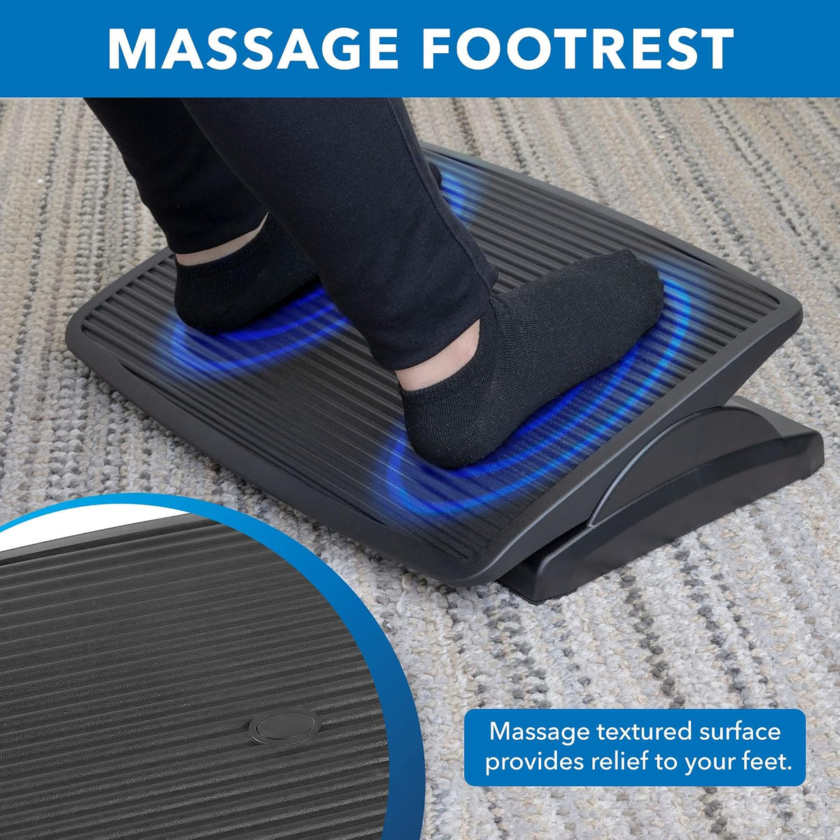 Mount-It! Foot Rest Under Desk, Large 17.5x13.5 in, 20° Tilt & Texture