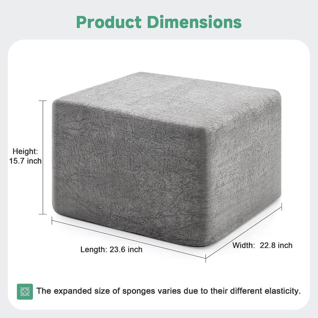 23.6'' square pouf boneless ottoman foot rest with shown in use