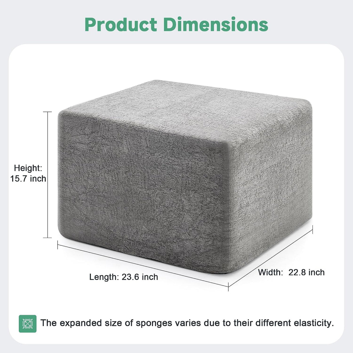 23.6'' square pouf boneless ottoman foot rest with shown in use