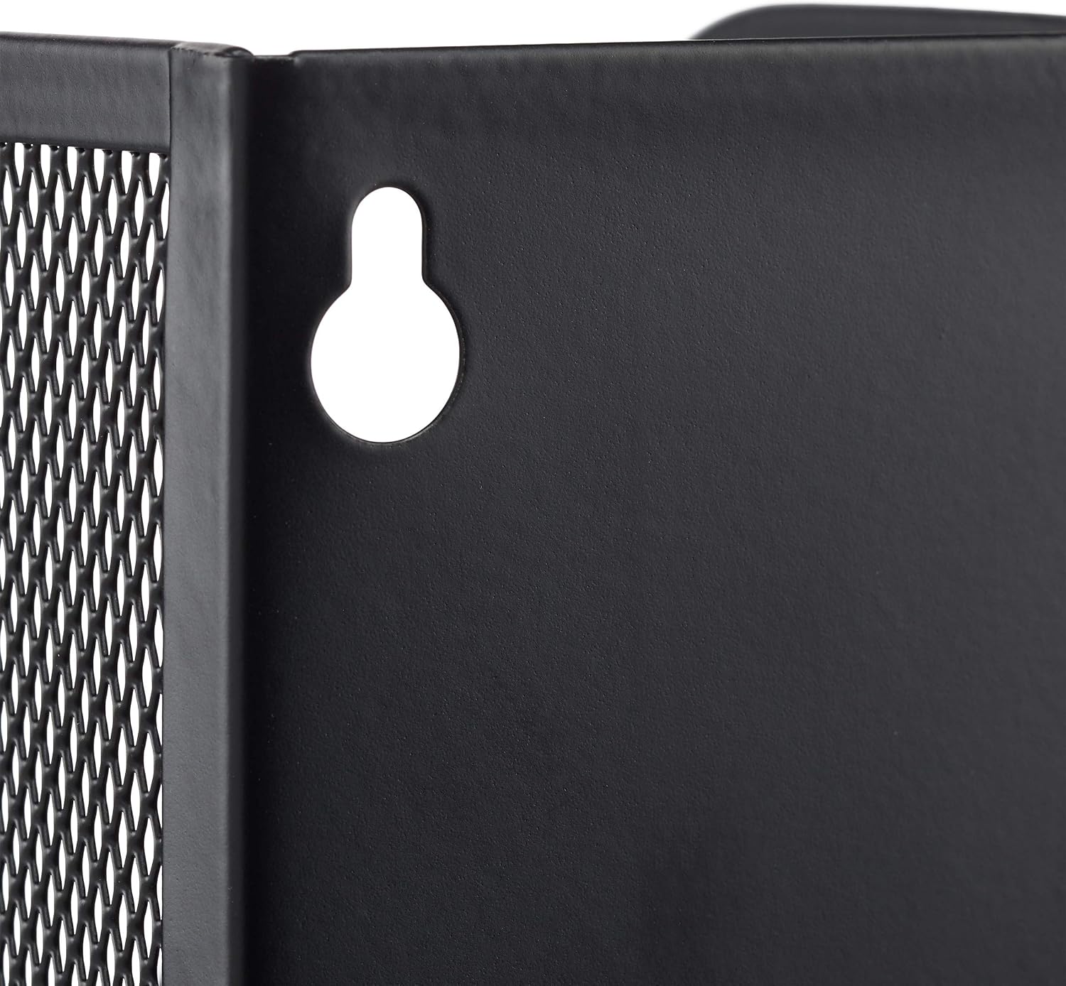 Relaxdays Stand Metal Mesh Upright Lever Arch File A4 to C4, Archive Box, Eyelets For Wall Mounting, Document Holder, Metal, Black, 31.5 x 7.2 x 25 cm
