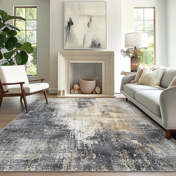GENIMO Washable Area Rugs for Living Room, 8x10 Modern Non Slip Rugs, Low Pile by GENIMO