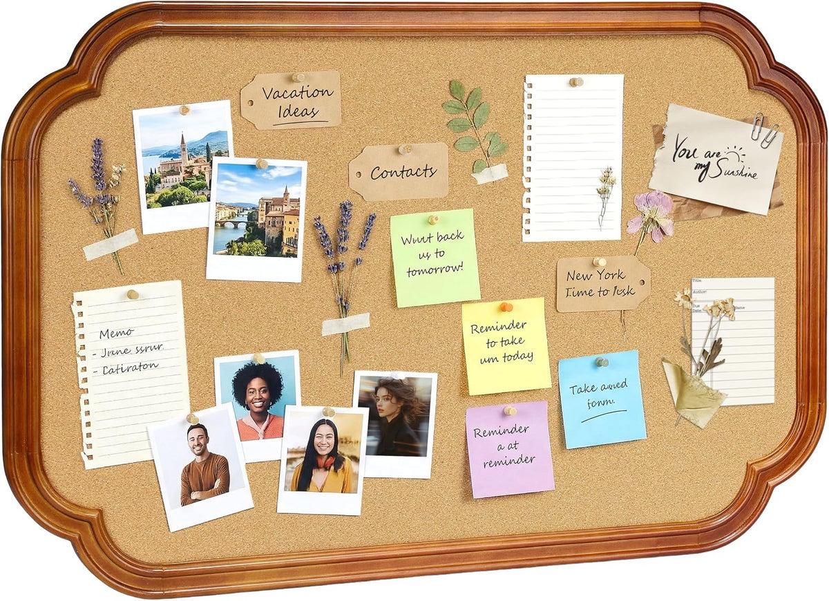 Scalloped Edge Wooden Frame Cork Board 30x20in (75x50CM)