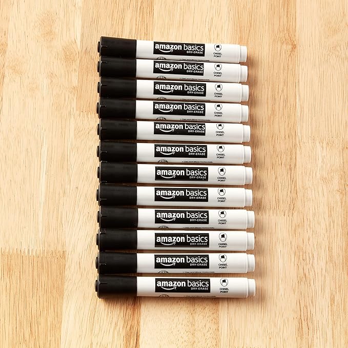 Amazon Basics 12-Pack Low-Odor Chisel Tip Dry Erase Whiteboard Markers - Image 9