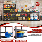 roomfave garage shelving heavy duty, 5 tier,72" h on a desk or shelf