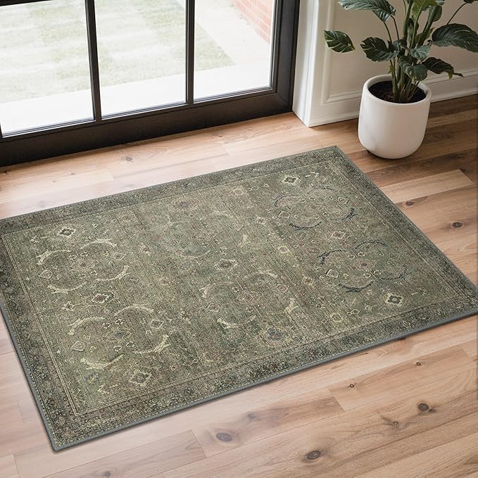 GENIMO 2x3 Area Rugs for Living Room, Machine Washable Non Slip Vintage Rugs by GENIMO