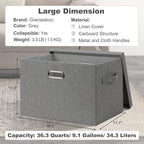 Graciadeco Large 17" 36 Quart Collapsible Stackable Storage Bins - Image 2