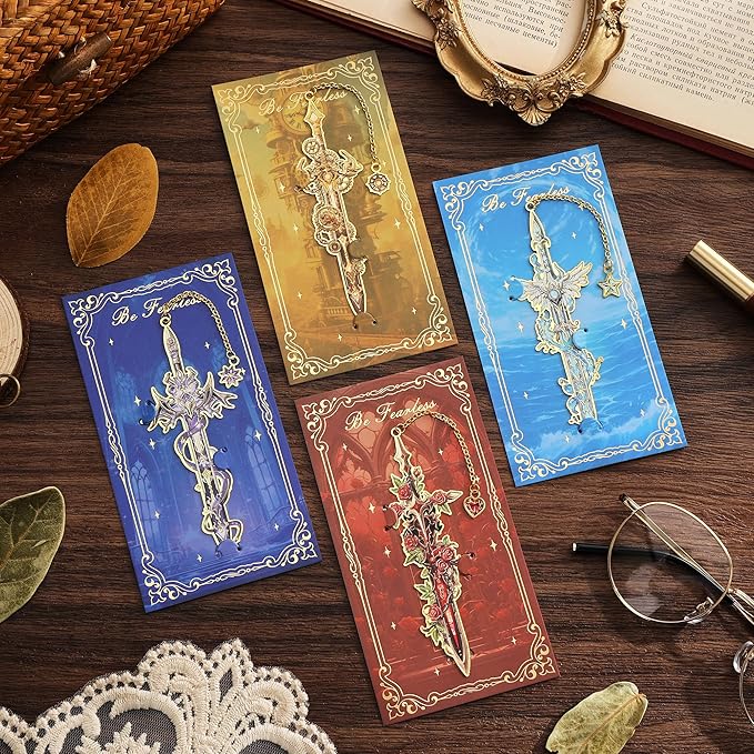 4Pcs Fantasy Sword Bookmarks for Books Journals Planners, Cool Forth Wing Metal - Image 4