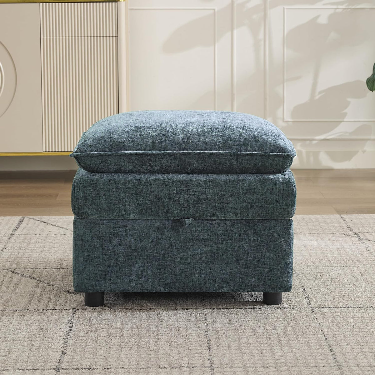 27" Large Square Ottoman with Storage, Modern Upholstered Footrest with ...