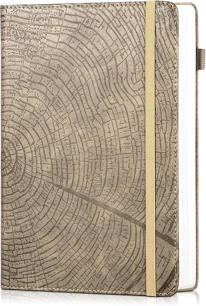 CAGIE Lined Journal for Men Women, Tree Growth Ring Leather Bound Journal by CAGIE