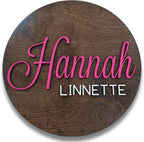 Custom Round Nusery Name Sign, Personalized 3D Baby Name Announcement Sign by Obsidian+Home+Creations