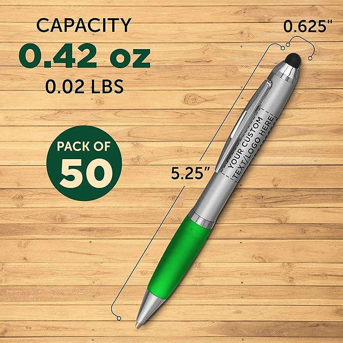 DISCOUNT PROMOS Custom Stylus Ballpoint Pens Set of 50, Personalized Bulk Pack - Image 5