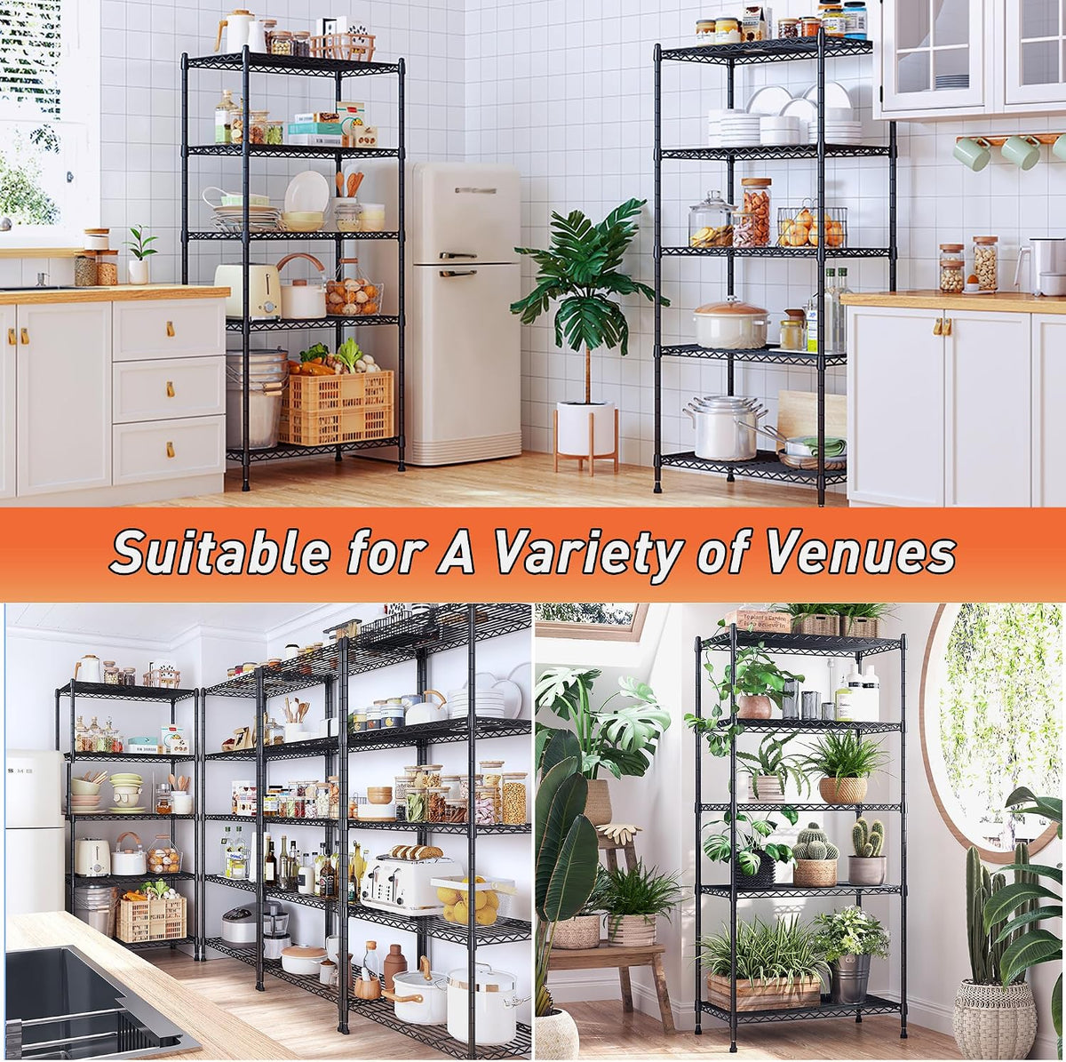 romorgniz 5-tier adjustable wire shelving, 1010lbs, kitchen pantry, view 9