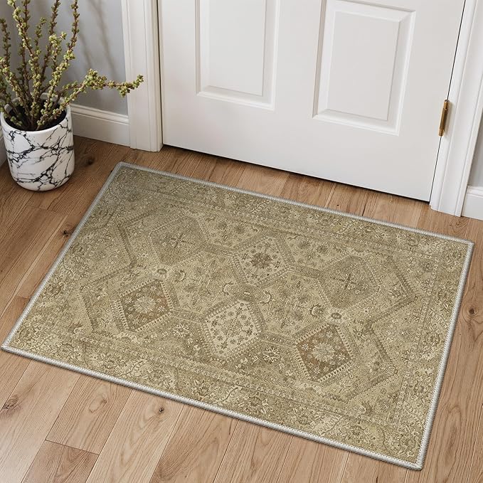 GENIMO Area Rug 2x3 Doormat, Machine Washable Low Pile Rugs, Small Retro by GENIMO