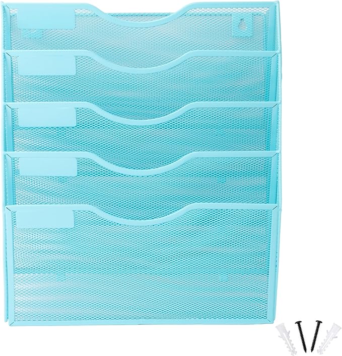 EASEPRES 5 Pocket Mesh Hanging Wall File Organizer, Wall Mounted Mail Paper - Image 5