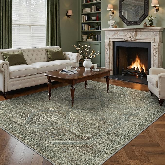 GENIMO 8x10 Area Rugs for Living Room, Machine Washable Non Slip Rugs, Low Pile - Image 3