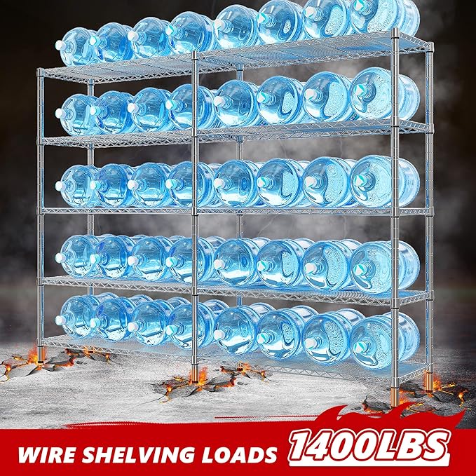 REIBII 58" W Storage Shelves Wire Shelving 1400LB Metal Shelves - Image 4