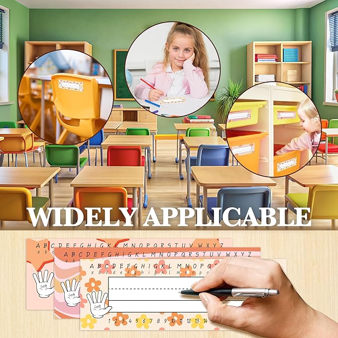 Name Tags for Students, Retro Name Plates, Groovy Name Labels for School Desks - Image 4