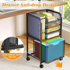 5-Tier Rolling File Cart Under Desk - Image 3