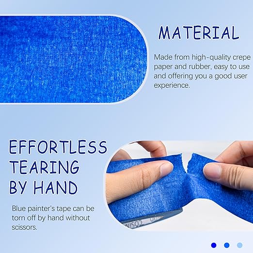 COSIMIXO Blue Painters Tape 1.88 in x 60 Yds, 6 Rolls Pack – Professional Grade - Image 3
