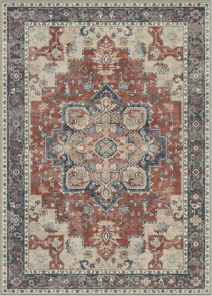 GENIMO 8x10 Area Rugs for Living Room, Machine Washable Non Slip Vintage Rugs - Image 8