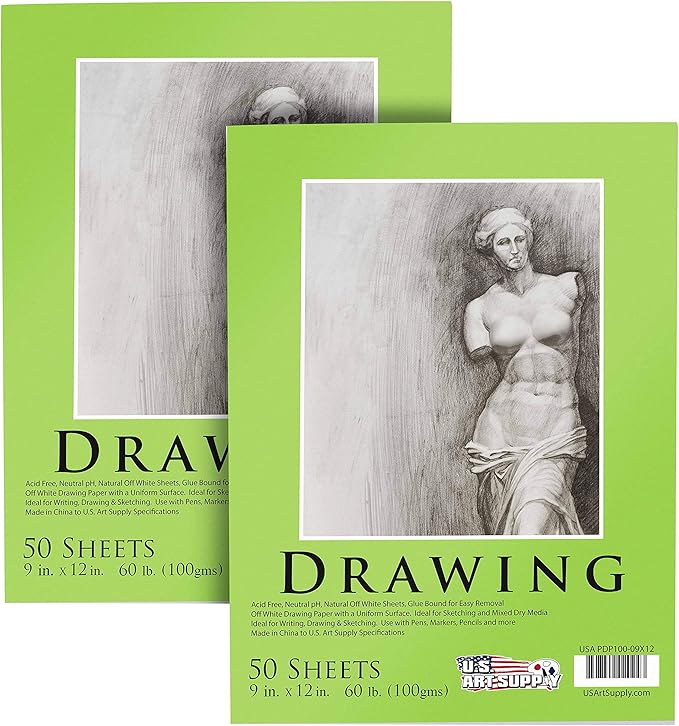 U.S. Art Supply 9" x 12" Premium Drawing Pad, 60 lb by USArtSupply