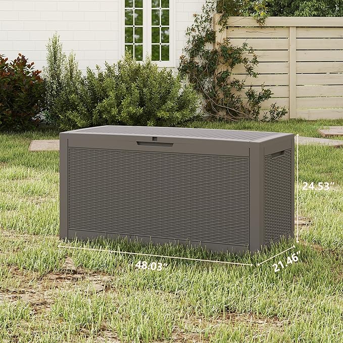 Yardgrace 100 Gallon Outdoor Storage Box Waterproof, Resin Deck Boxes - Image 4