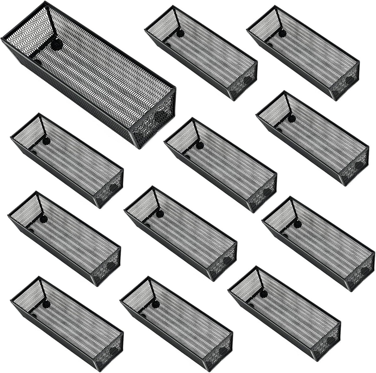 Neudeco Silverware Organizer, Black, 9 x 3 x 2 inch, Pack of 12