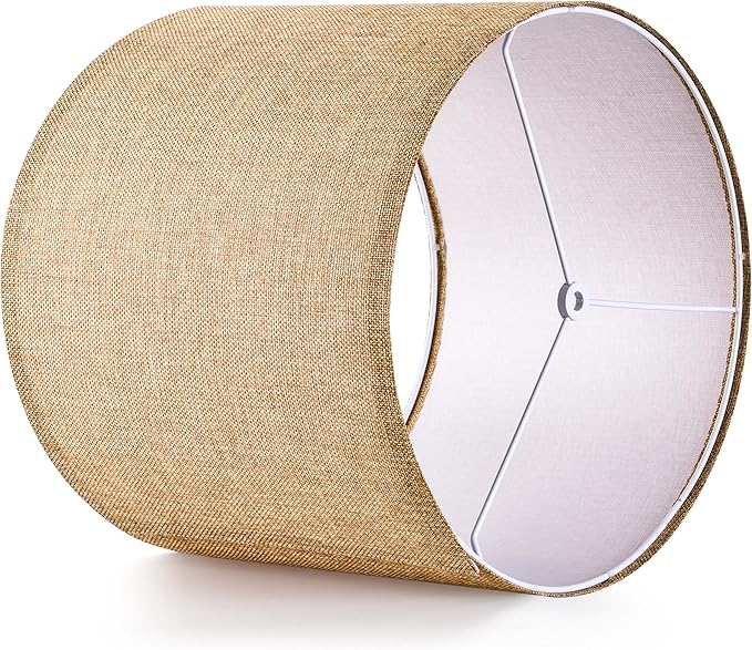 GO&SO Set of 2 Brown Medium Drum Lamp Shades 13" Top x 13" Bottom x 10" High - Image 6