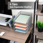 Mind Reader Stackable Paper Tray, Desktop Organizer, File Storage, Metal Mesh - Image 2