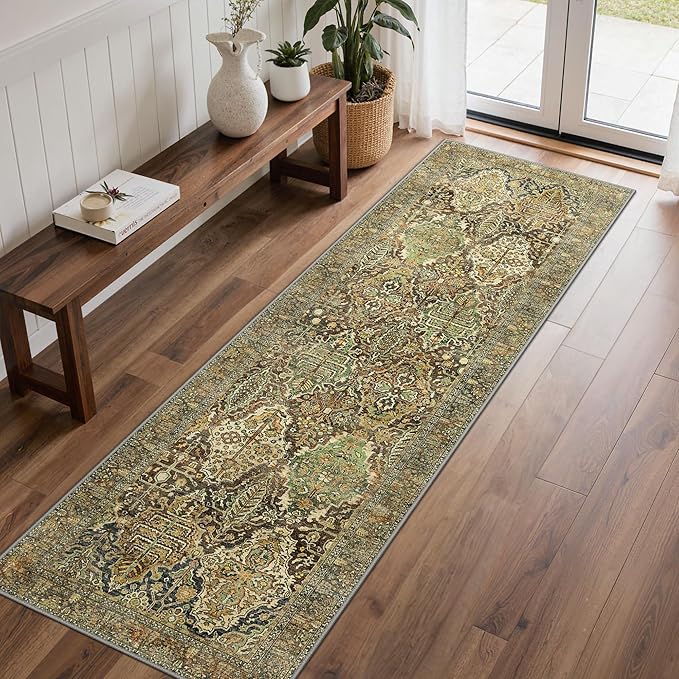 GENIMO Runner Rug 2x7 Machine Washable Non Slip Vintage Hallway Runner Rug by GENIMO