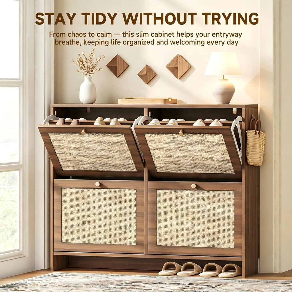 nicetree shoe cabinet storage for entryway, 4-flip drawer, package contents