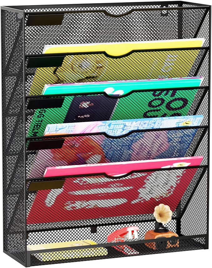 GDINDINFAN Hanging Wall File Organizer 6 Tier Wall Mounted Mail Paper Folder by GDINDINFAN