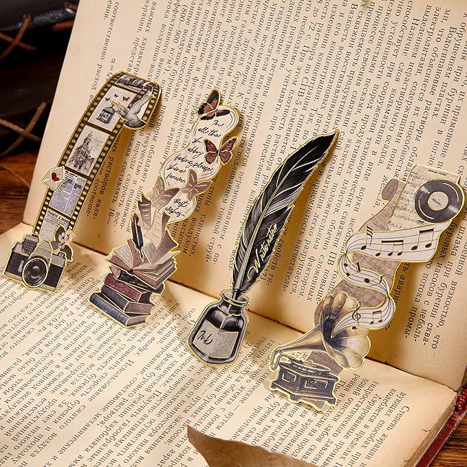4pcs Vintage Bookmarks for Reading Women & Men, Unique Pretty Cute Metal Book by VYRANA